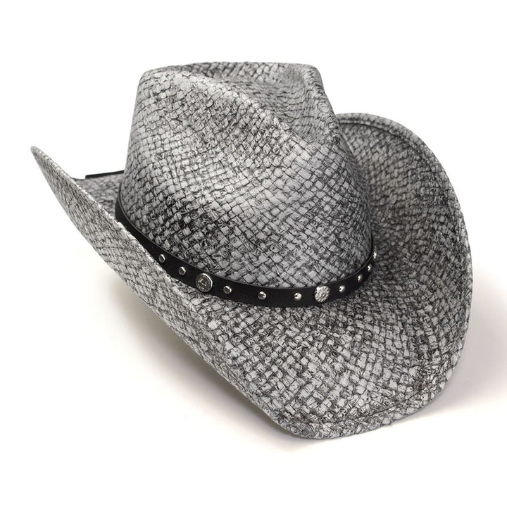 Gray Straw Western Pinch Front Hat