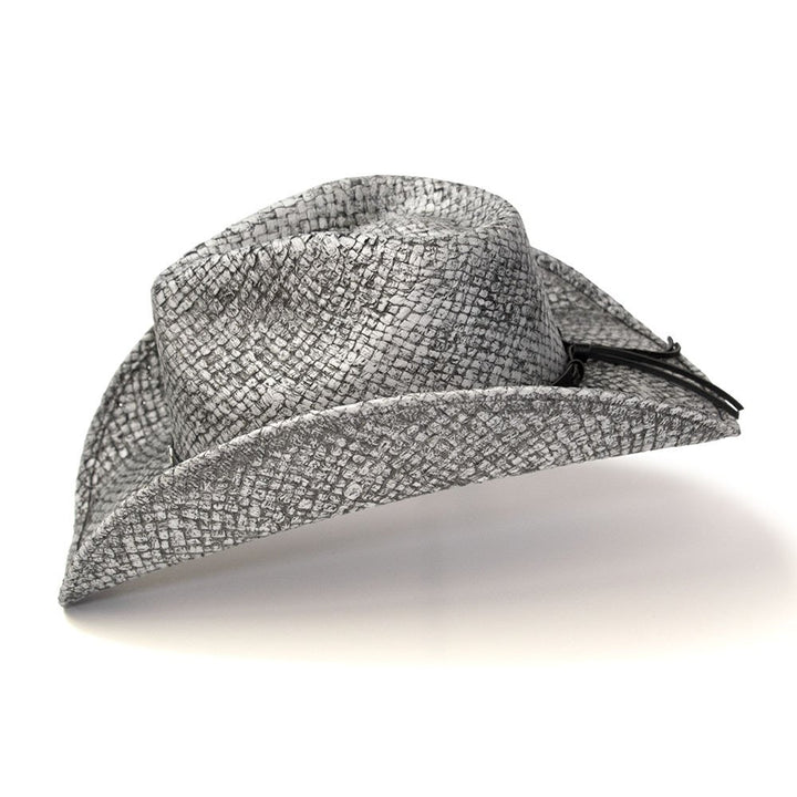 Gray Straw Western Pinch Front Hat