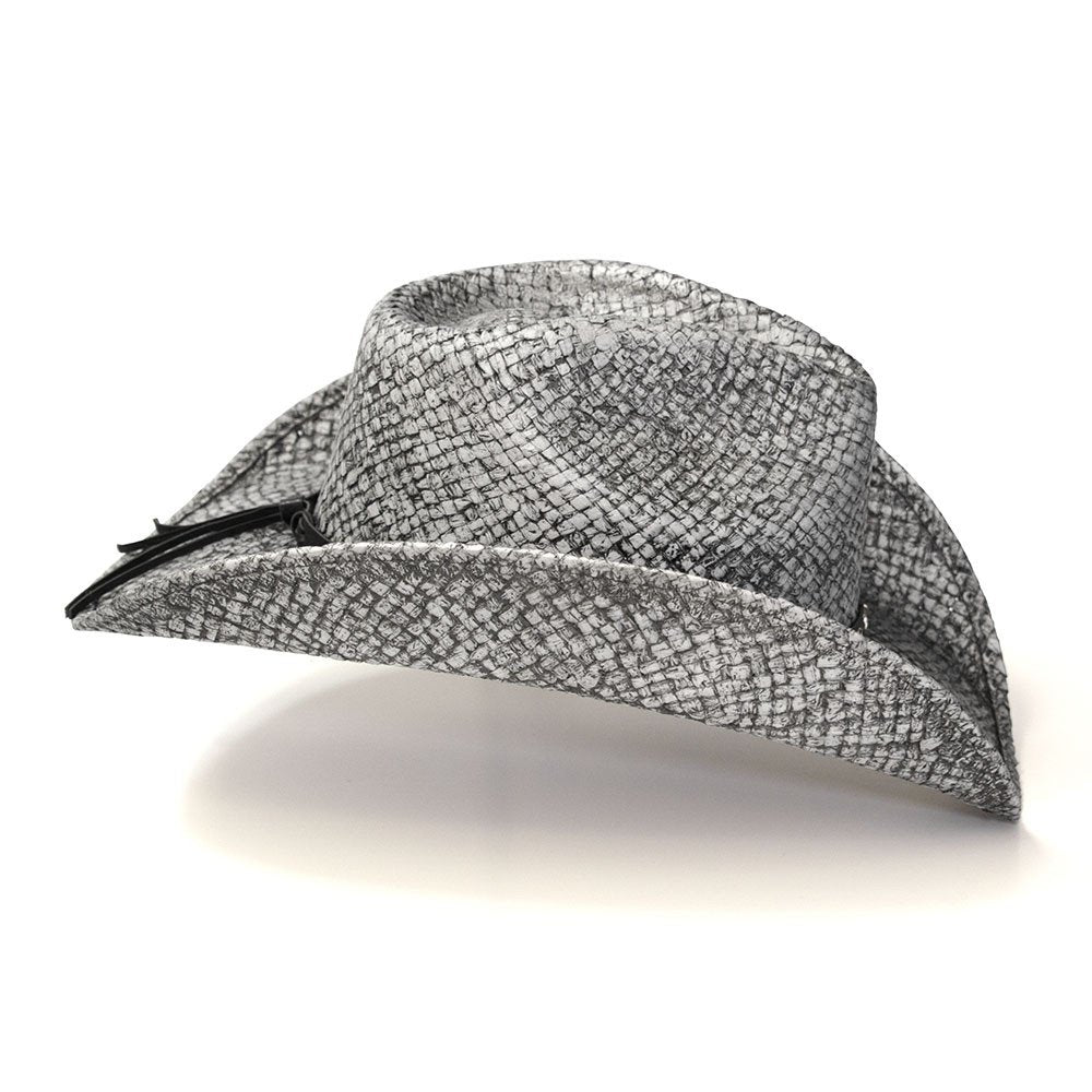 Gray Straw Western Pinch Front Hat