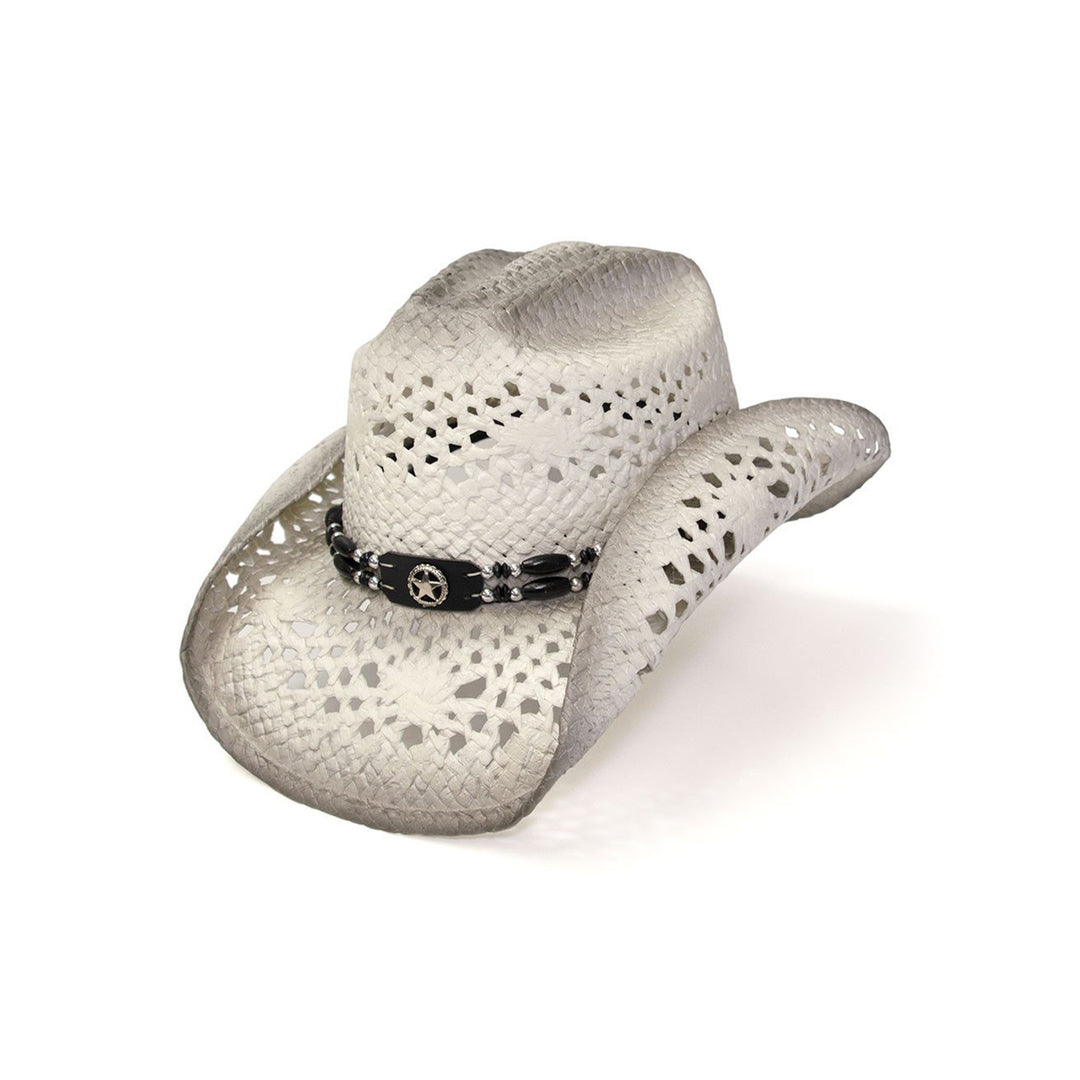White &amp; Gray Straw Western Hat