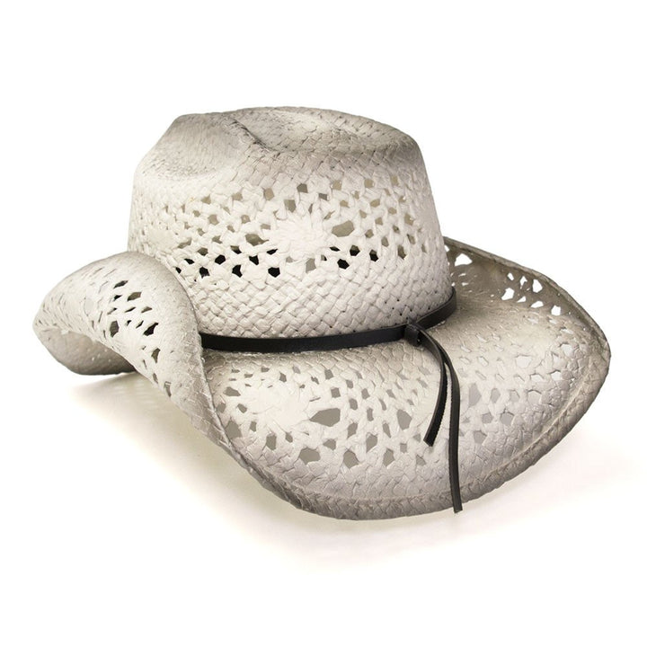 White &amp; Gray Straw Western Hat