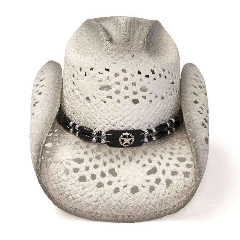 White &amp; Gray Straw Western Hat