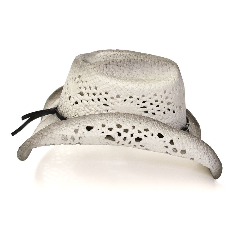 White &amp; Gray Straw Western Hat