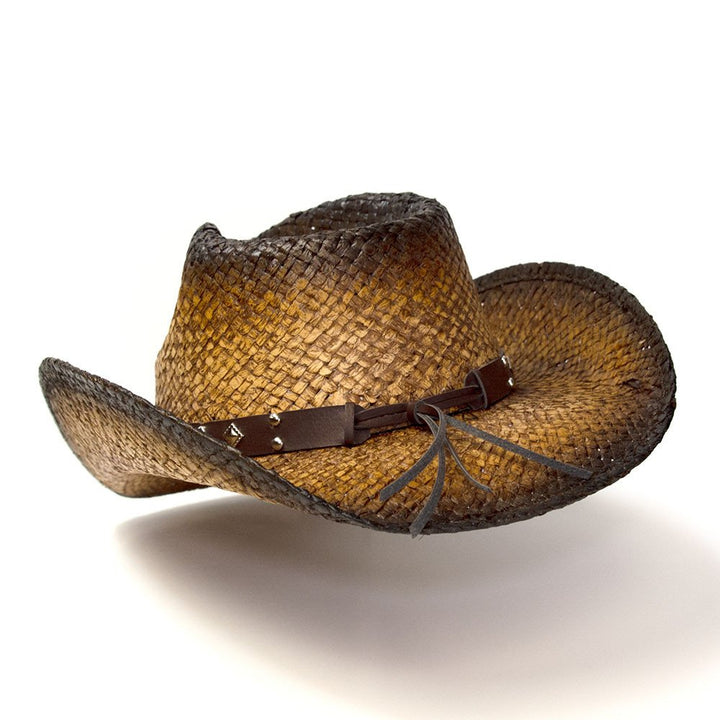 Dark Brown Straw Western Pinch Front Hat