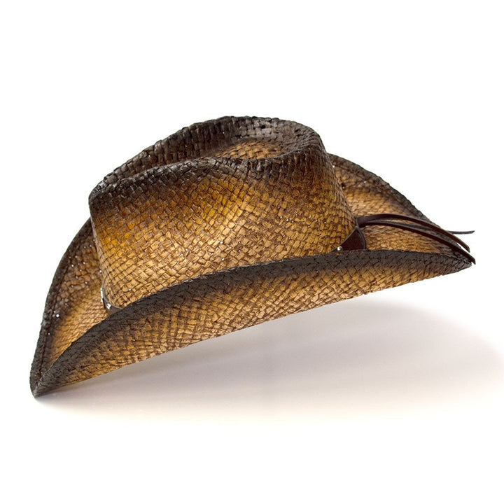 Dark Brown Straw Western Pinch Front Hat