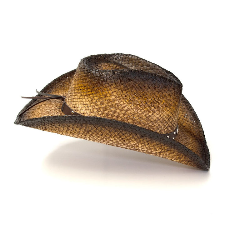 Dark Brown Straw Western Pinch Front Hat