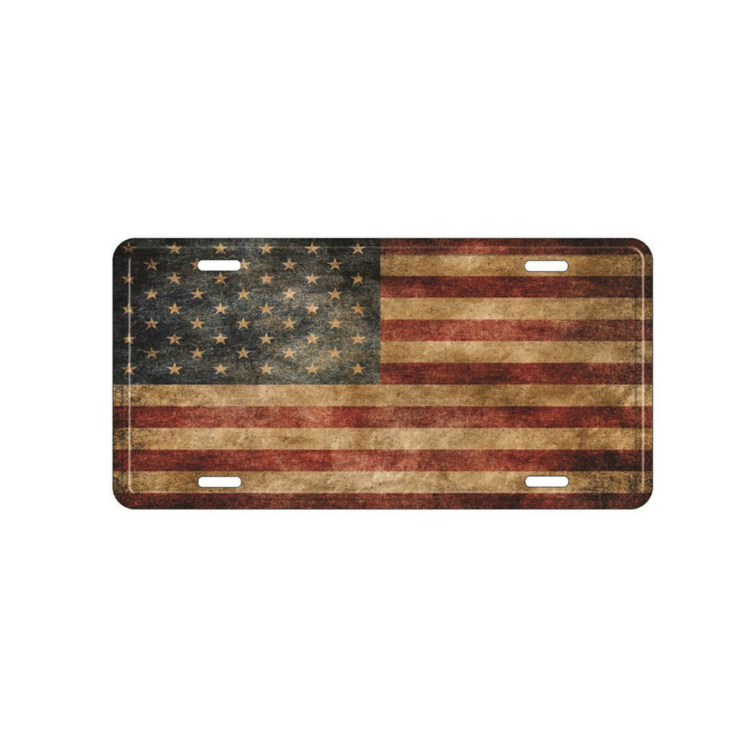 Antiqued American Flag License Plate