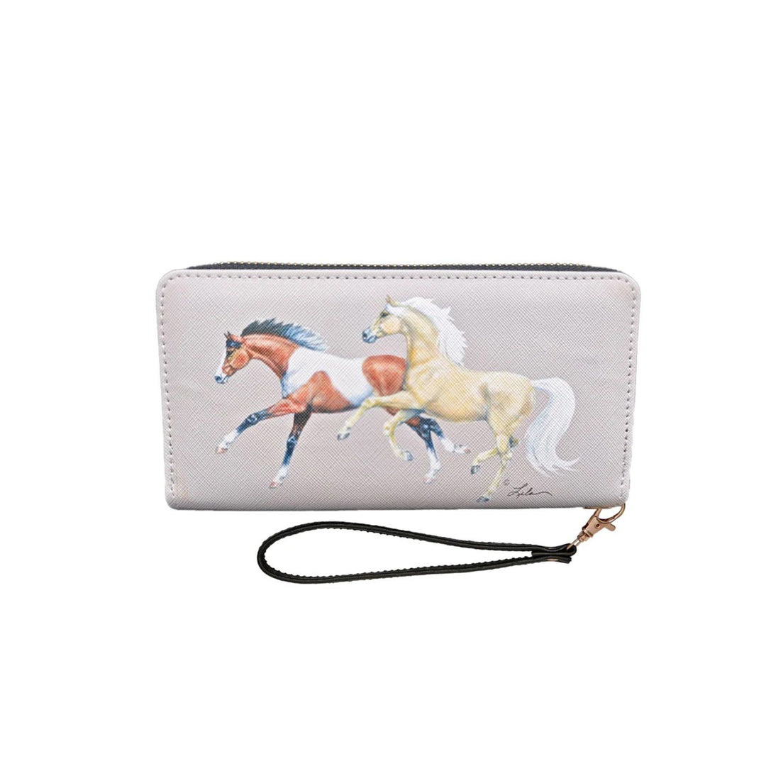 Three Horses Wristlet Wallet - Light Gray