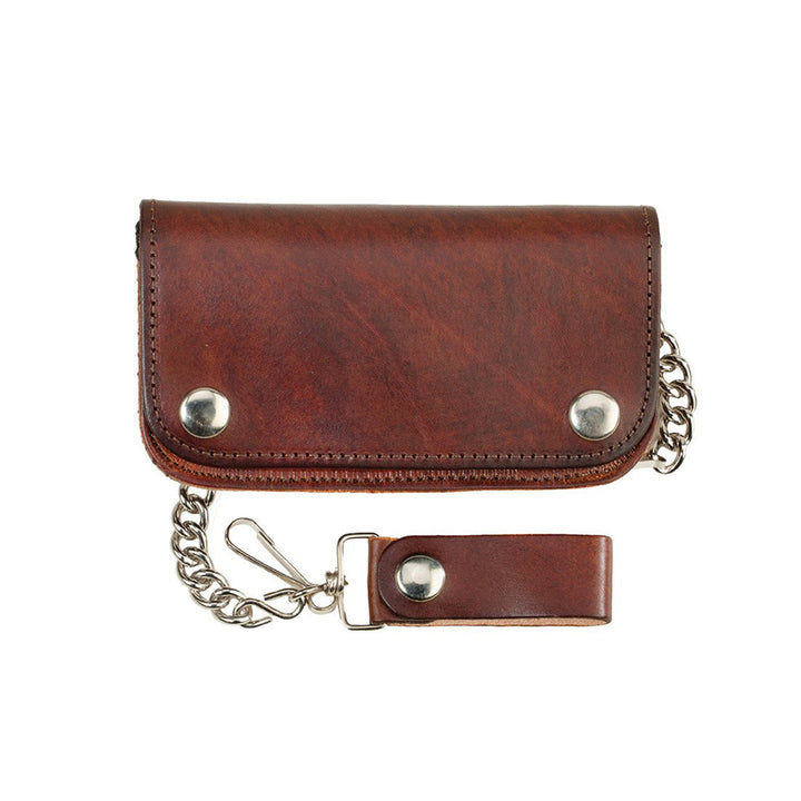 Antiqued Brown Genuine Leather Chain Wallet