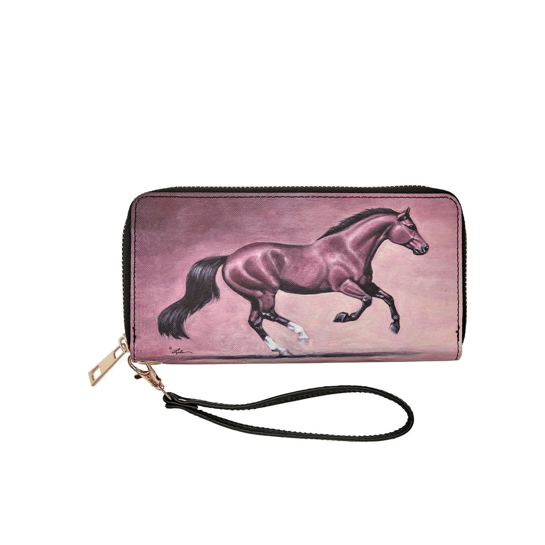 Horse Portrait Wristlet Wallet - Pink