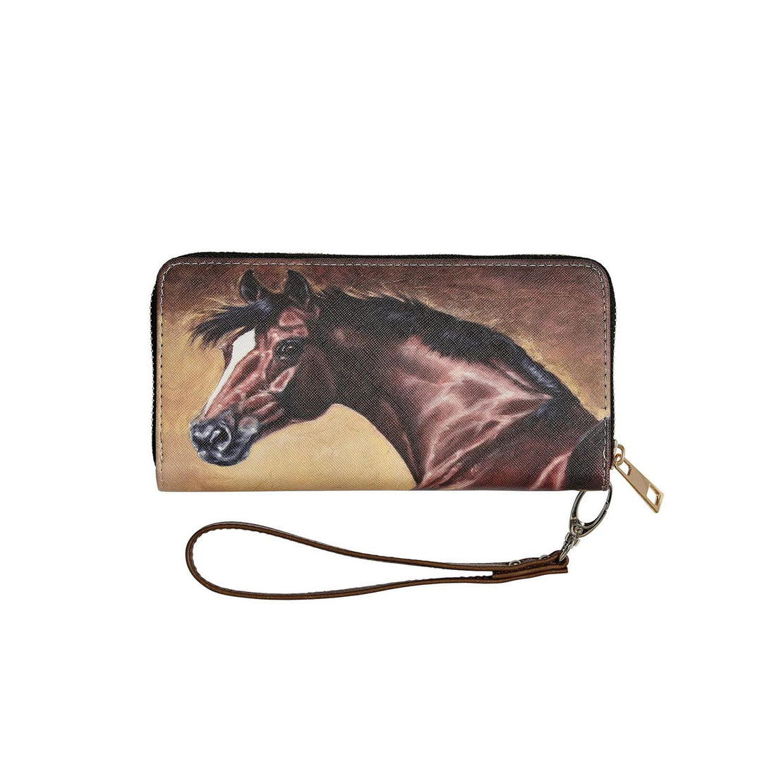 Running Horse Wristlet Wallet - Brown