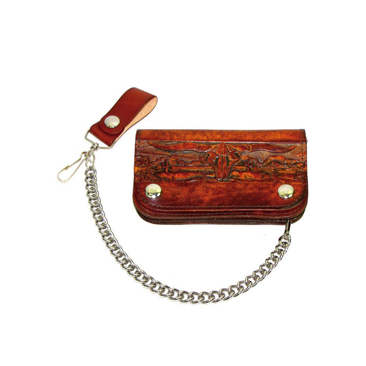 Western Scene Brown Genuine Leather Chain Wallet
