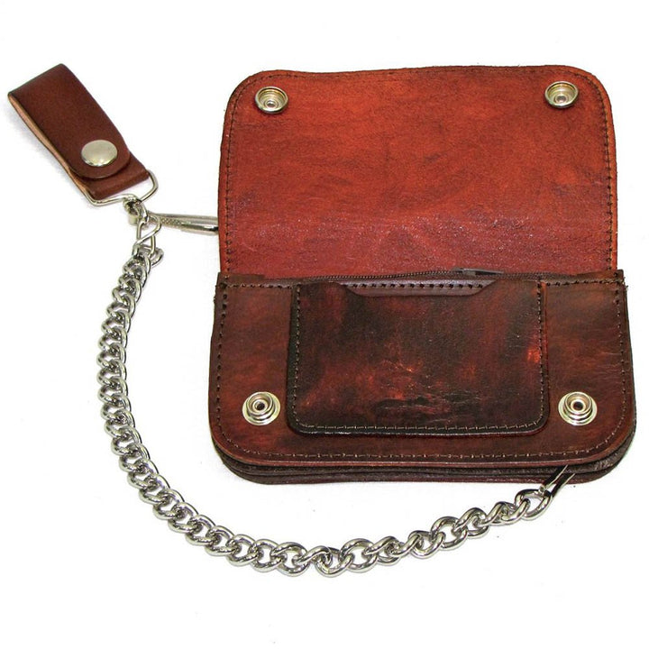 Western Scene Brown Genuine Leather Chain Wallet