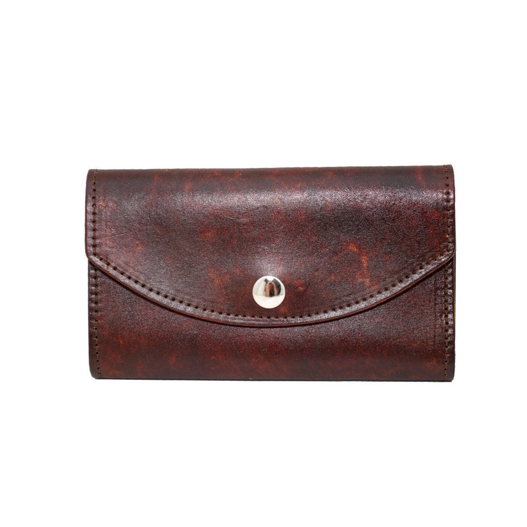 Brown Genuine Leather Checkbook Organizer Wallet