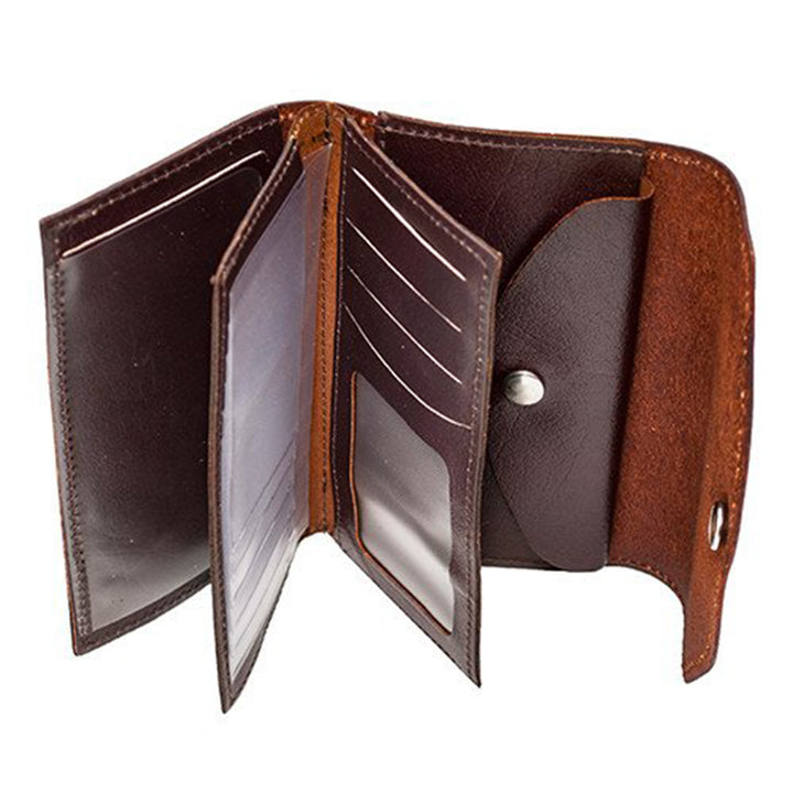 Brown Genuine Leather Checkbook Organizer Wallet