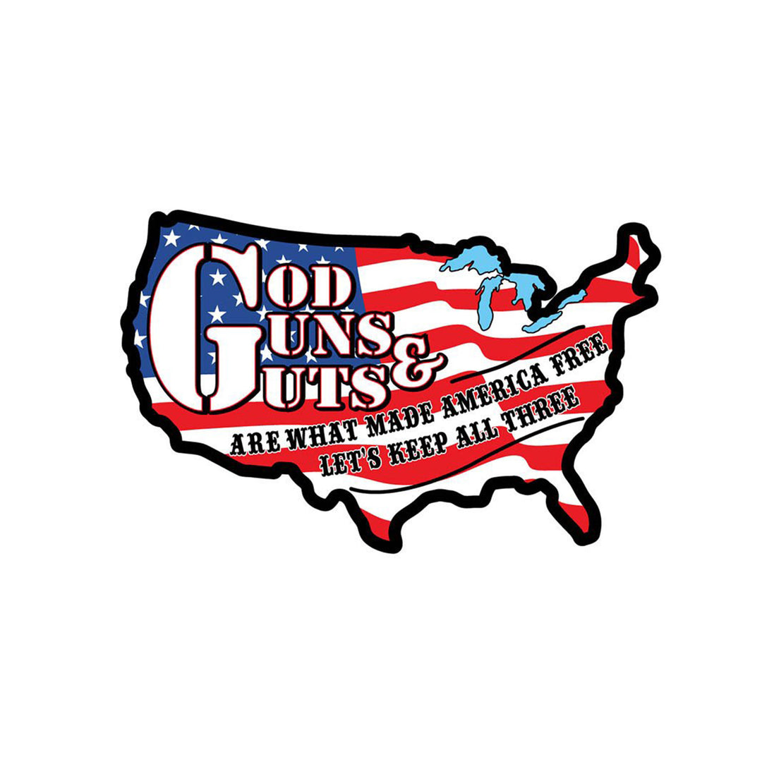 God, Guns, &amp; Guts Die-cut US Magnet