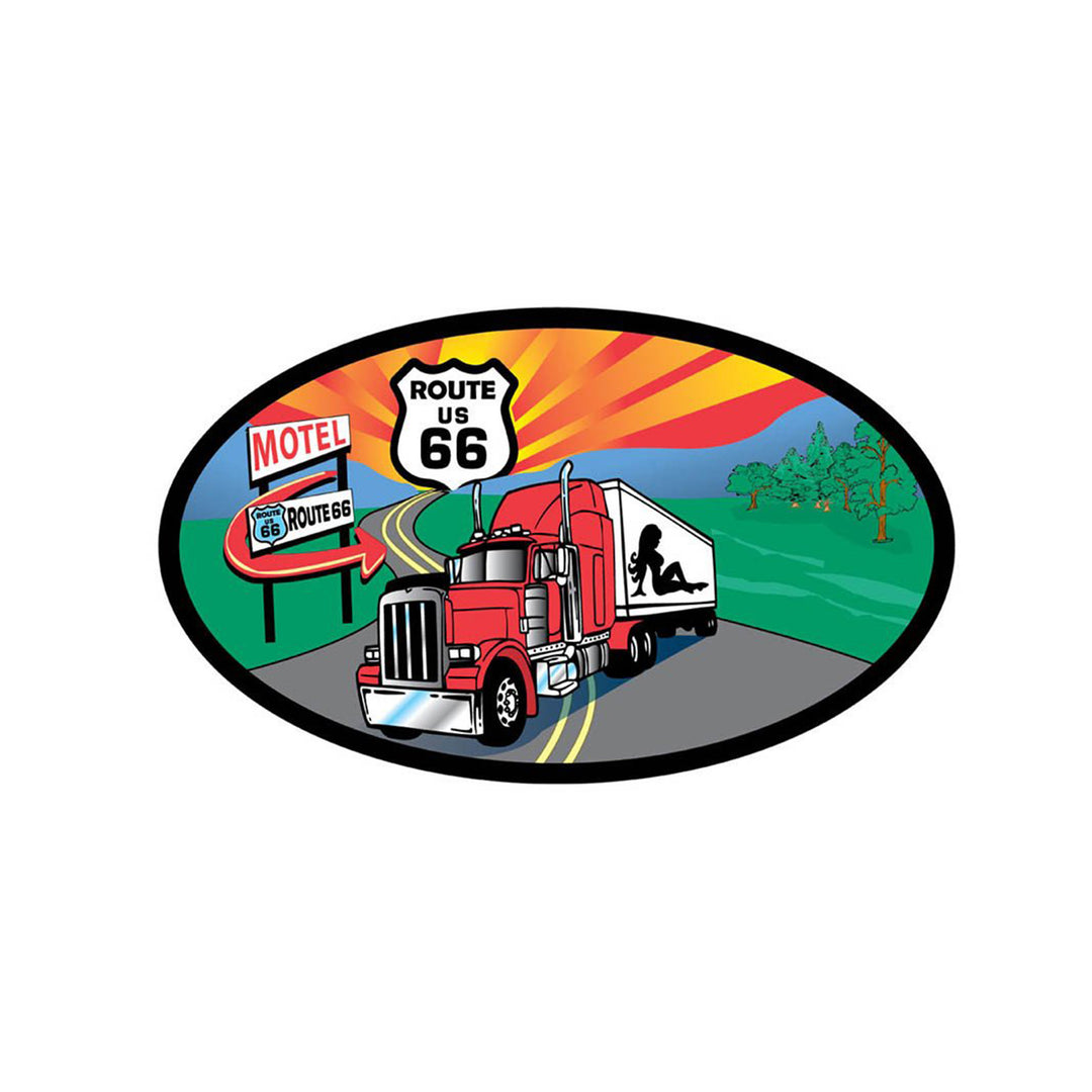 Rt 66 Motel Trucker Oval Magnet