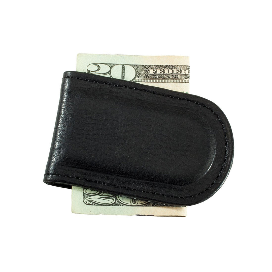 Black Pebbled Leather Magnetic Money Clip