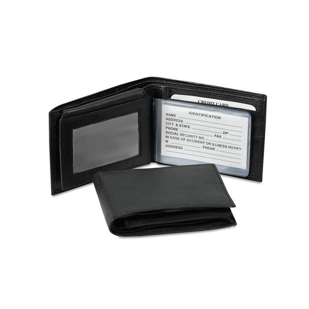 Black Leather Bifold Wallet - 216
