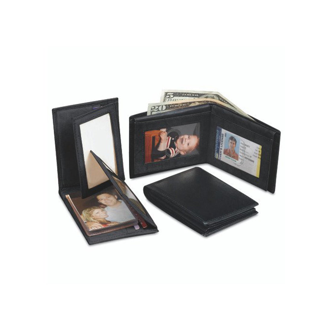 Black Leather Bifold Wallet - 2211