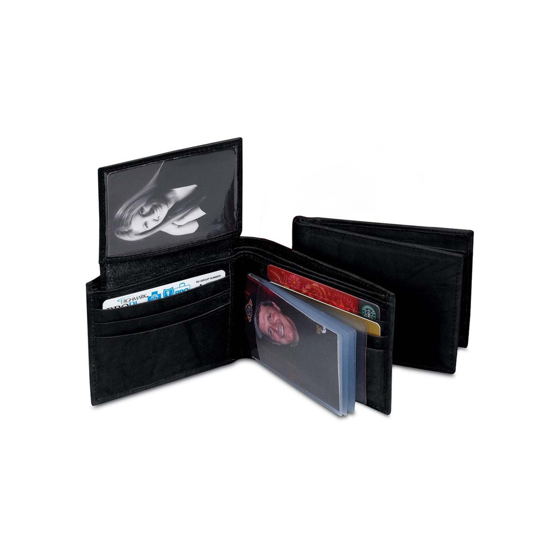 Black Leather Bifold Wallet - 2237