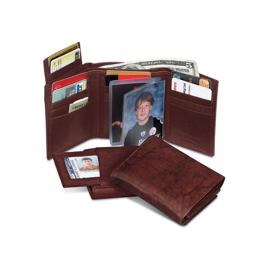 Brown Leather Trifold Wallet - 2304