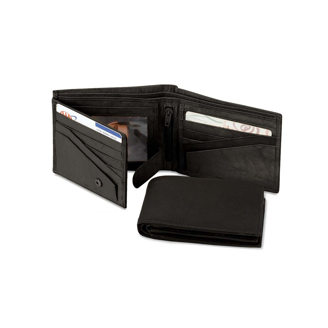 Black Leather Bifold Wallet - 2314