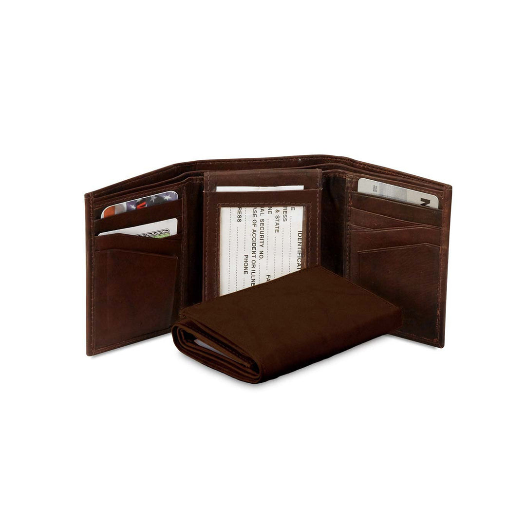 Brown Leather Trifold Wallet - 2364