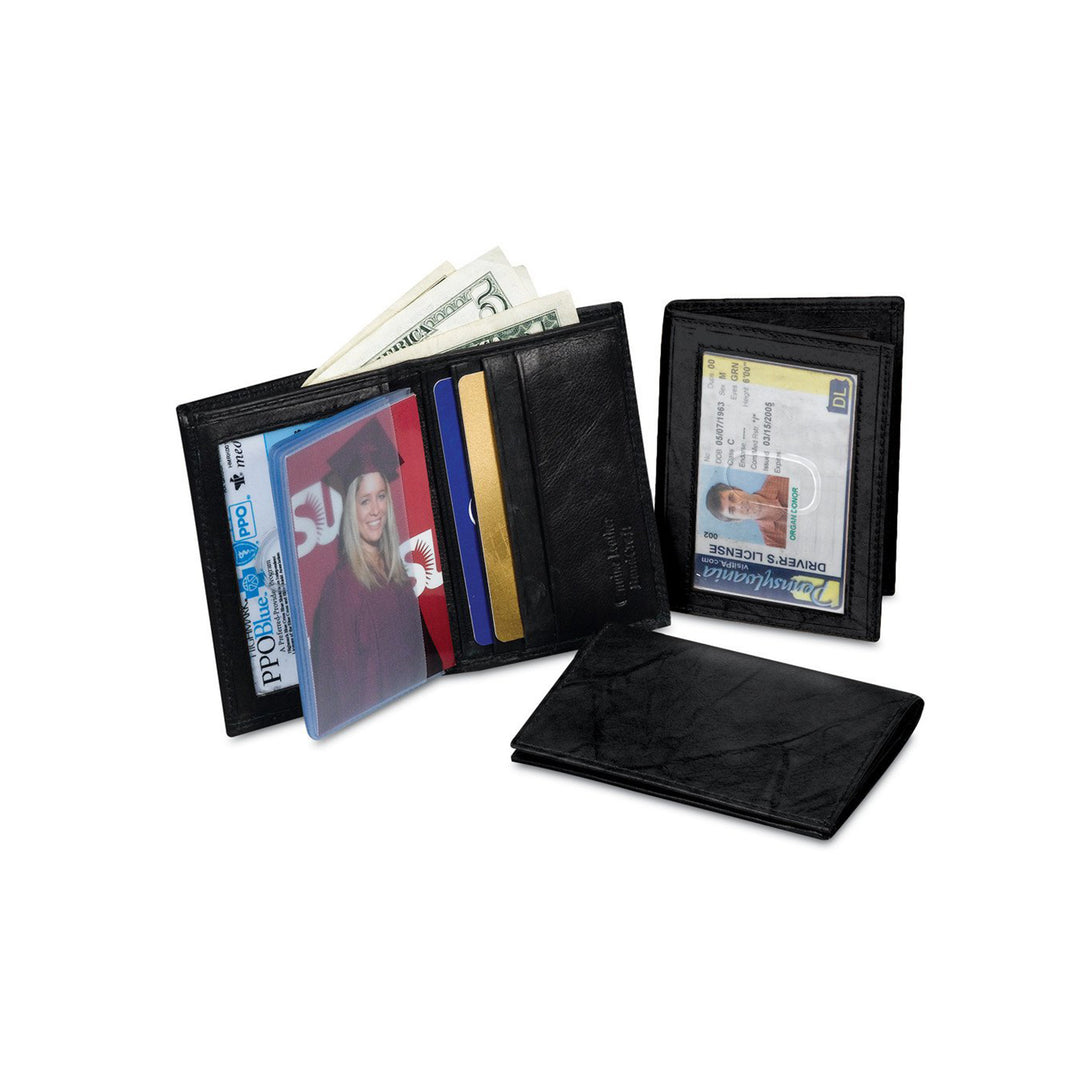 Black Leather Bifold Wallet - 298
