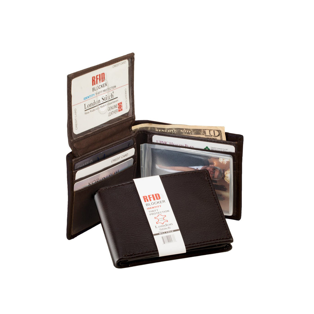 Brown Leather Bifold Wallet with RFID Protection - 51402