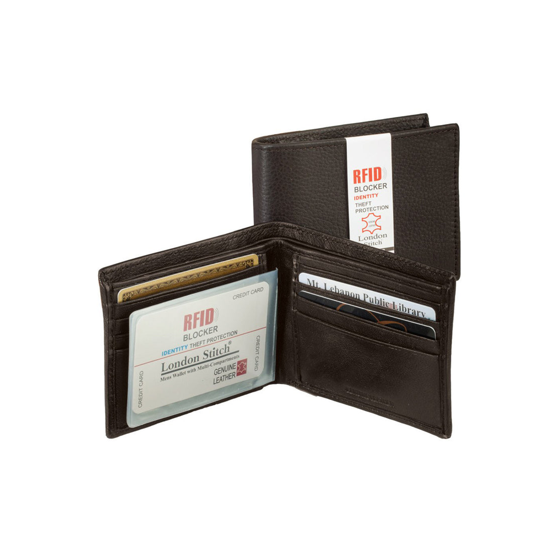 Brown Leather Bifold Wallet with RFID Protection - 51404