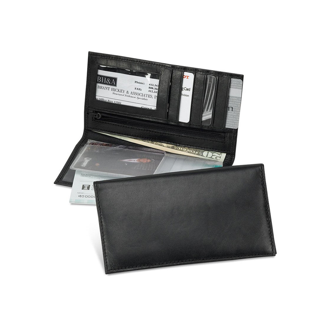 Black Leather Checkbook Wallet
