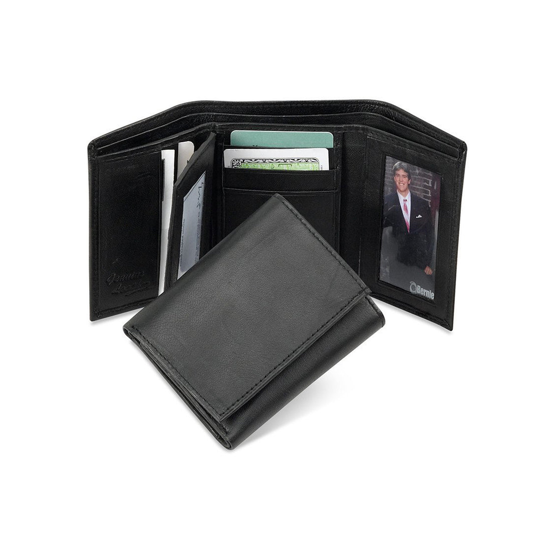 Black Leather Trifold Wallet - TR20