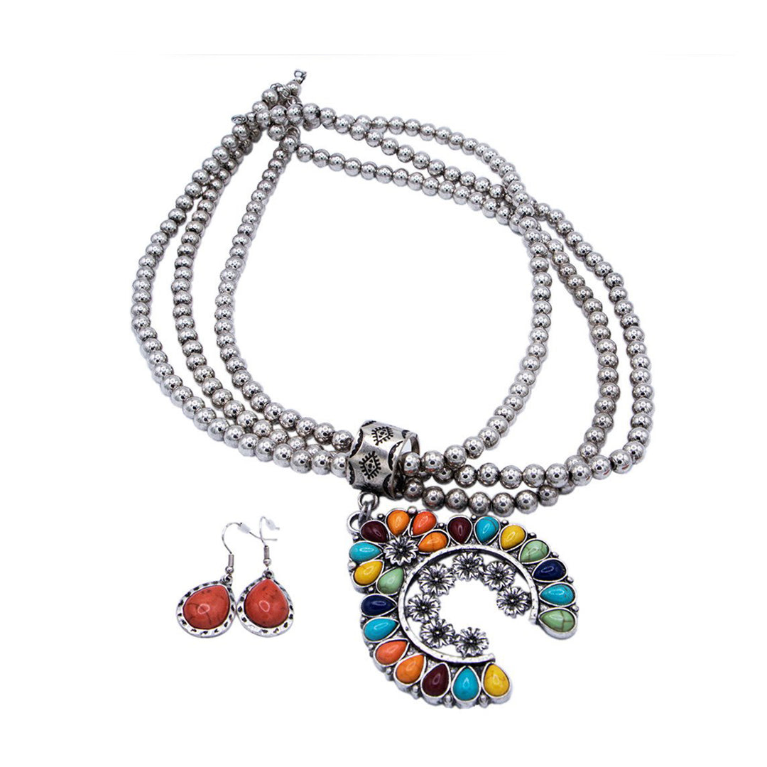 Horseshoe in Multicolor Stones Necklace