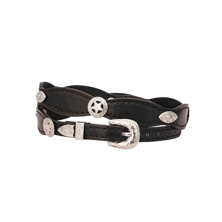 Black Scalloped Hatband with Star Conchos