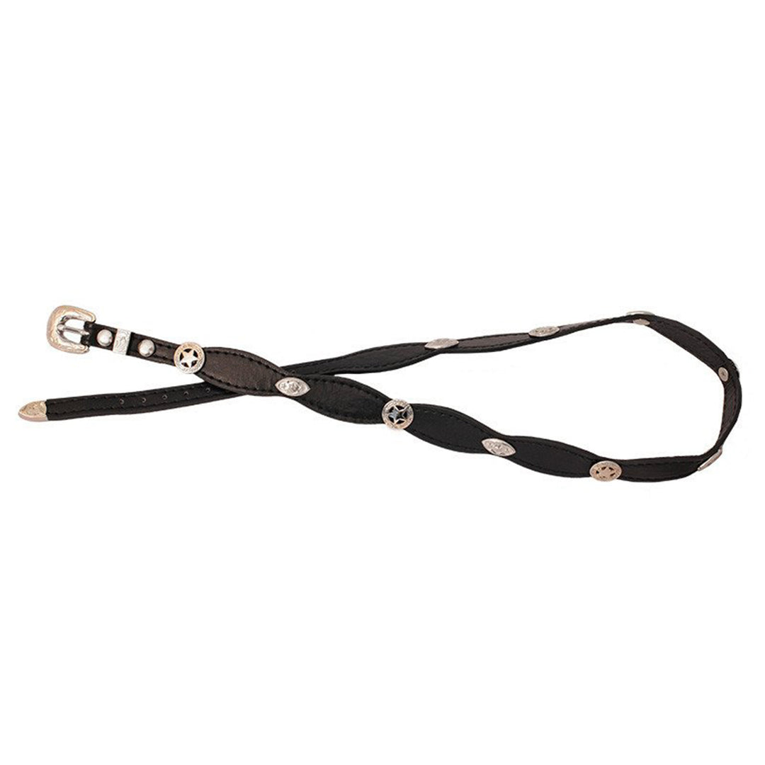Black Scalloped Hatband with Star Conchos