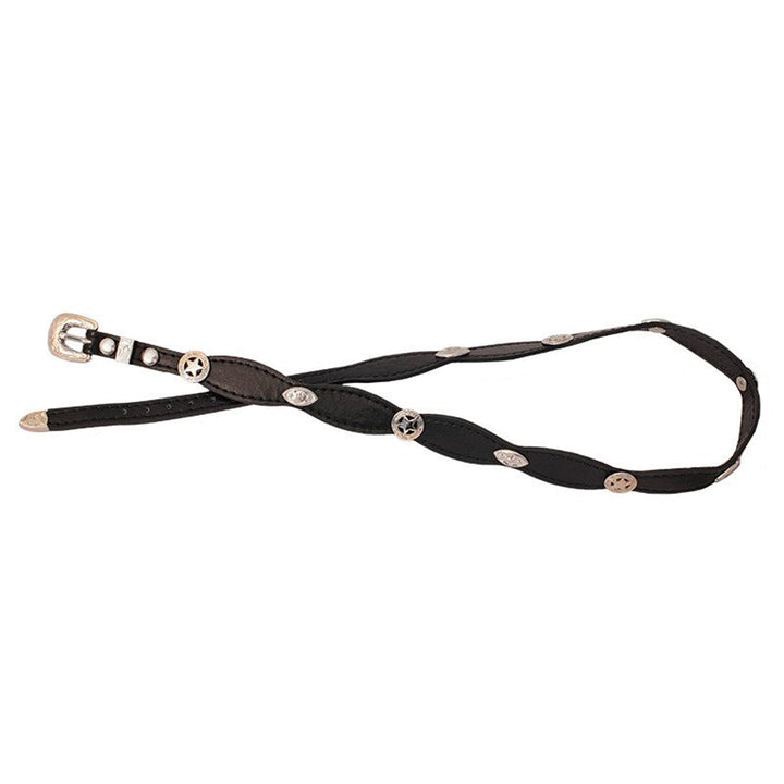 Black Scalloped Hatband with Star Conchos
