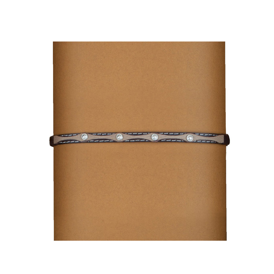 Brown Leather Hatband with Silver Conchos