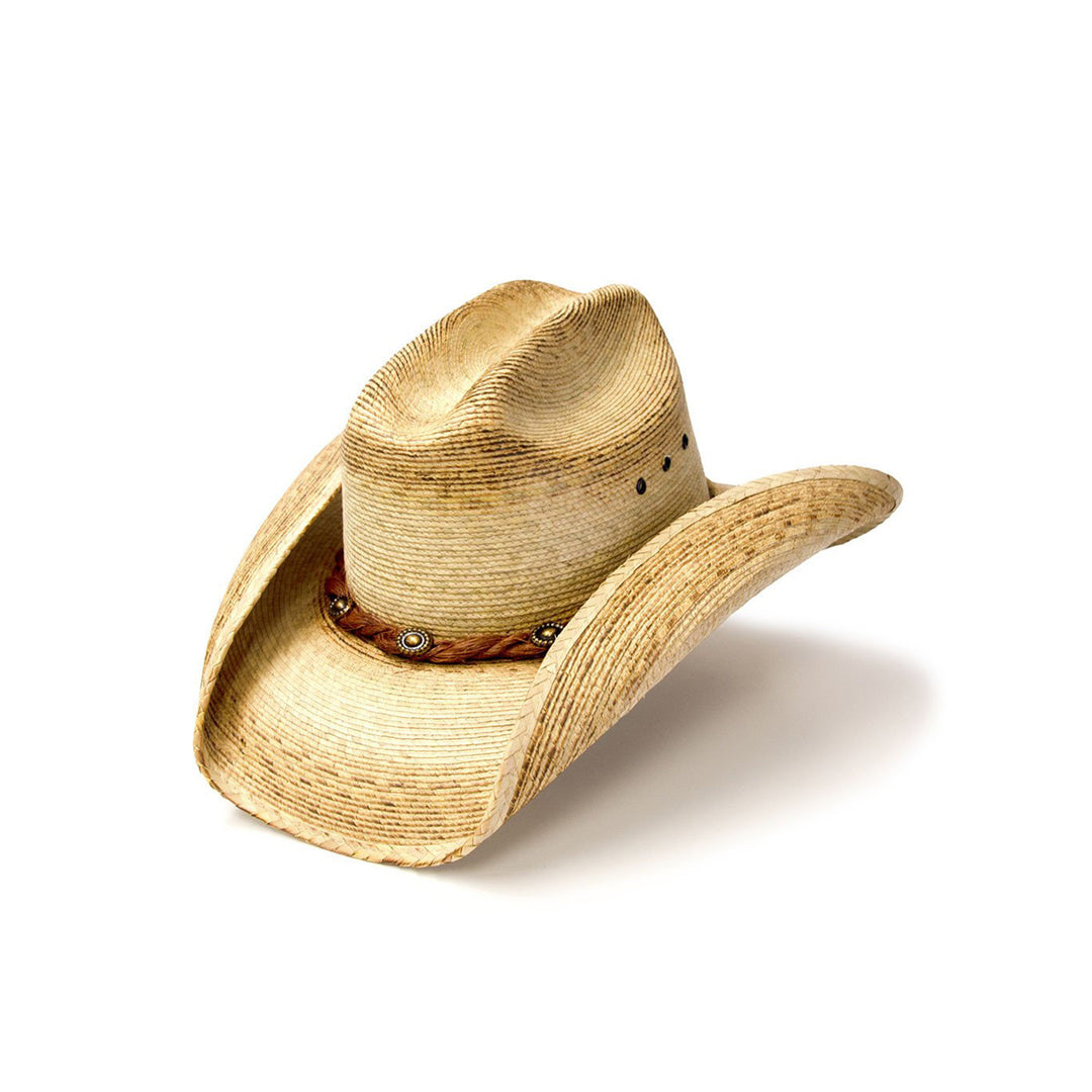 Palm Straw Western Cattleman Hat with Curled Brim