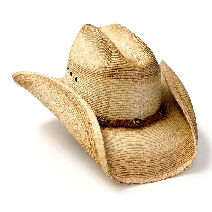 Palm Straw Western Cattleman Hat with Curled Brim
