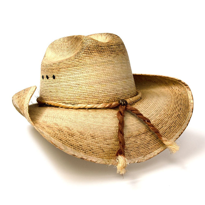 Palm Straw Western Cattleman Hat with Curled Brim