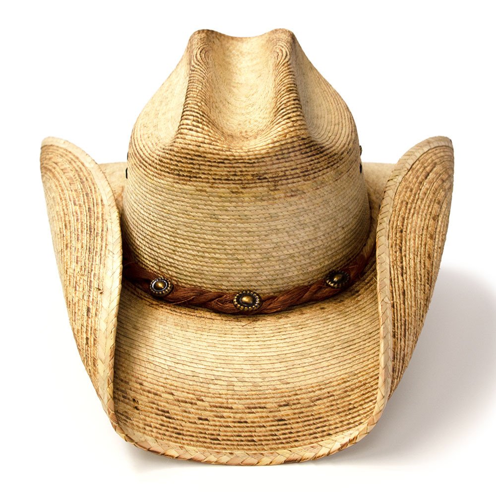 Palm Straw Western Cattleman Hat with Curled Brim