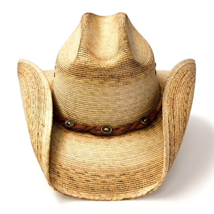 Palm Straw Western Cattleman Hat with Curled Brim