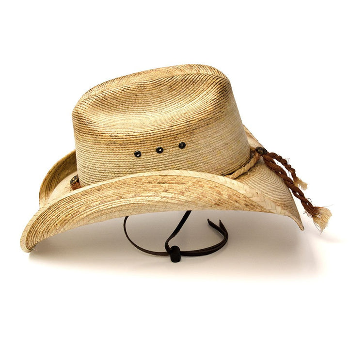 Palm Straw Western Cattleman Hat with Curled Brim