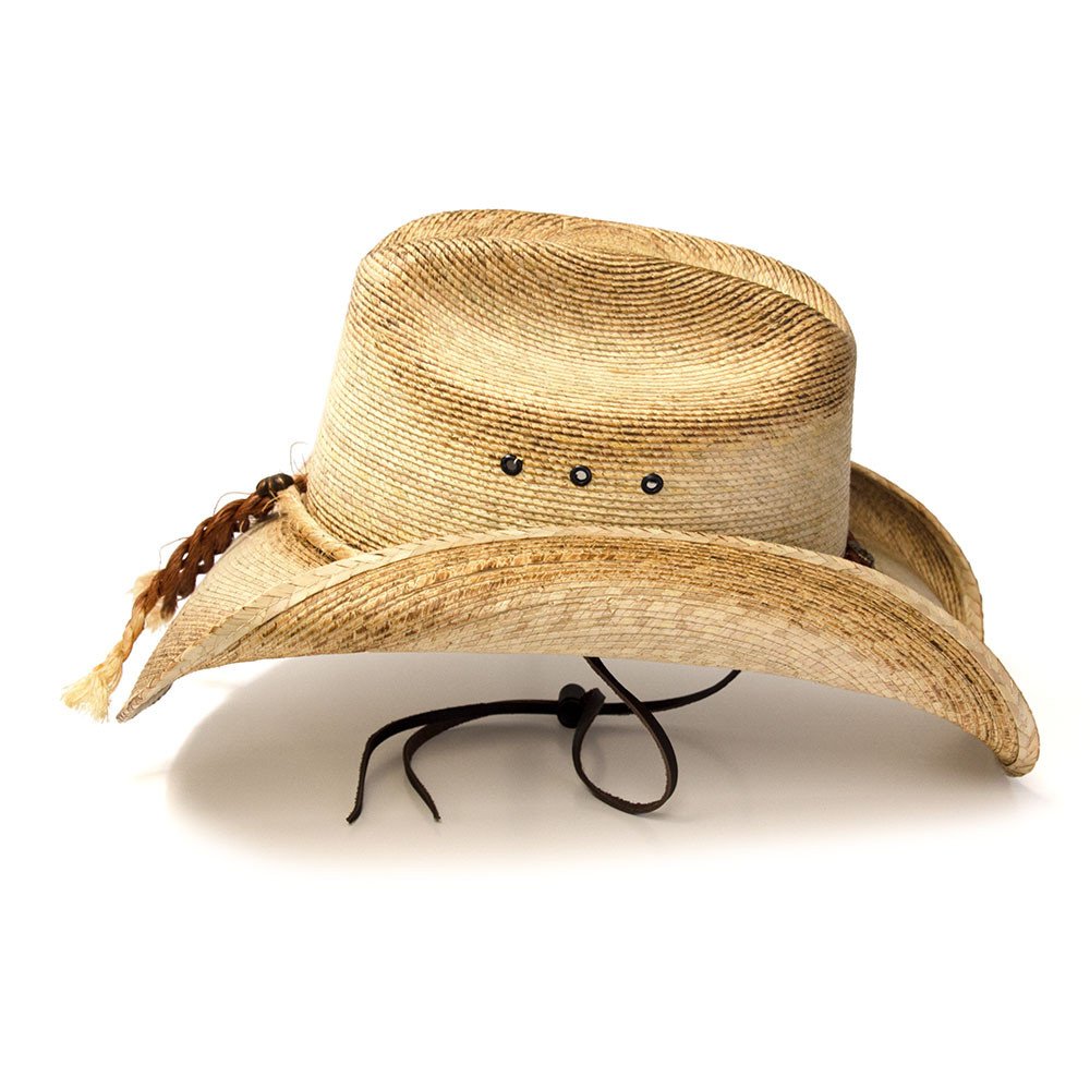 Palm Straw Western Cattleman Hat with Curled Brim