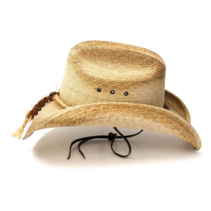Palm Straw Western Cattleman Hat with Curled Brim