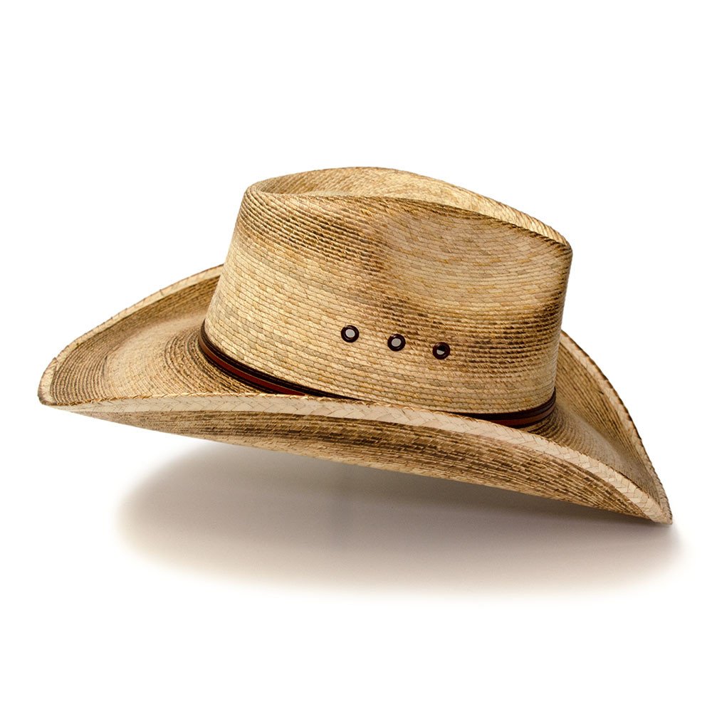 Palm Straw Western Pinch Front Hat
