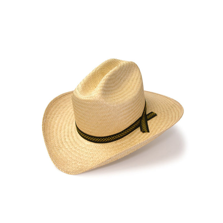 Natural Straw Western Cattleman Hat with Ribbon Hat Band