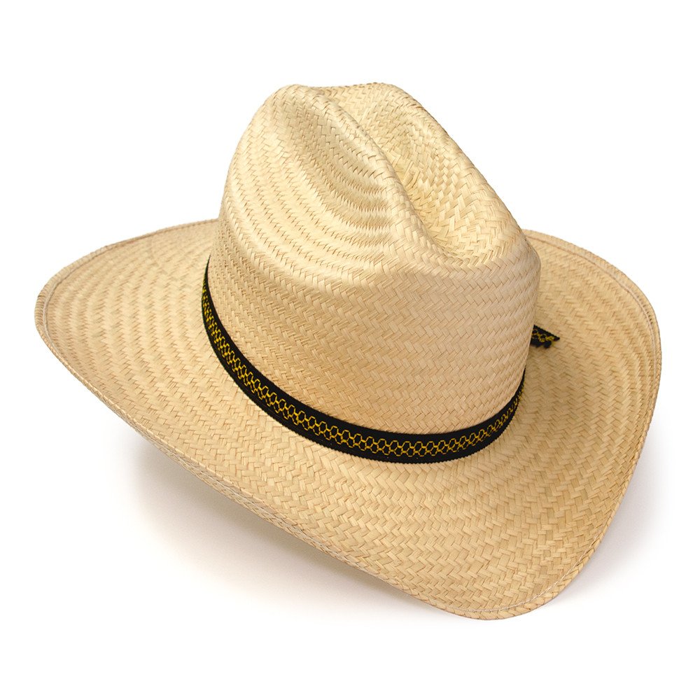 Natural Straw Western Cattleman Hat with Ribbon Hat Band