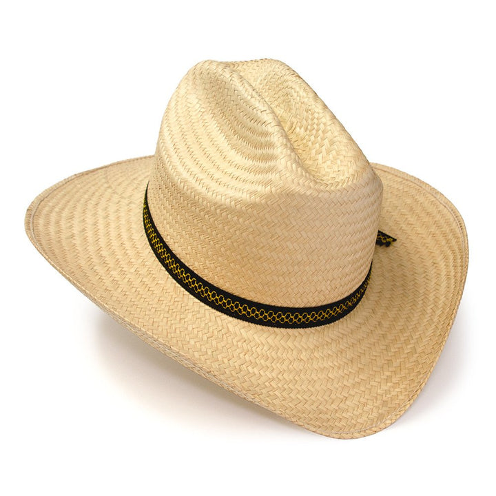 Natural Straw Western Cattleman Hat with Ribbon Hat Band